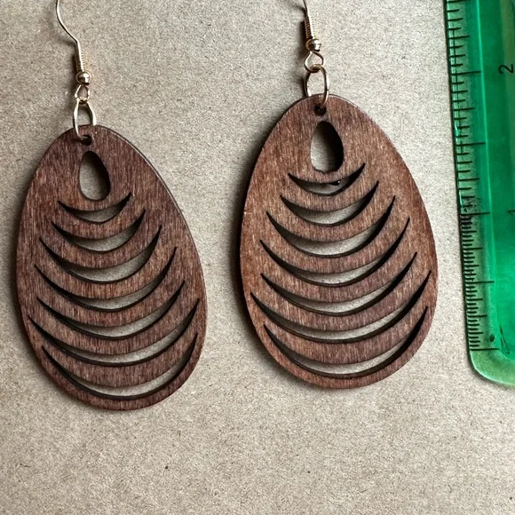 Bohemian Wooden Earrings - Picture 2 of 4